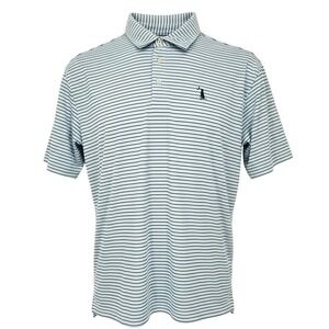 Local Boys Mens 2XL Blue Striped Short Sleeve Polo Shirt Embroidered Dog - CJ